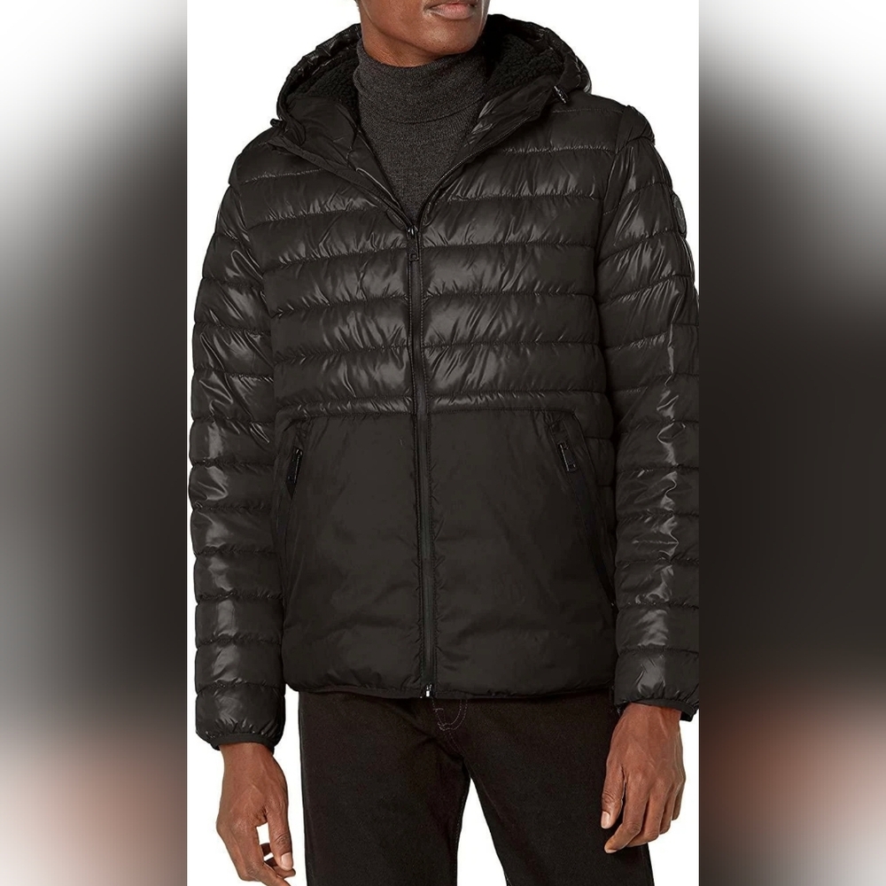 Men's Kenneth Cole Jacket Black Bomber XXL Sherpa